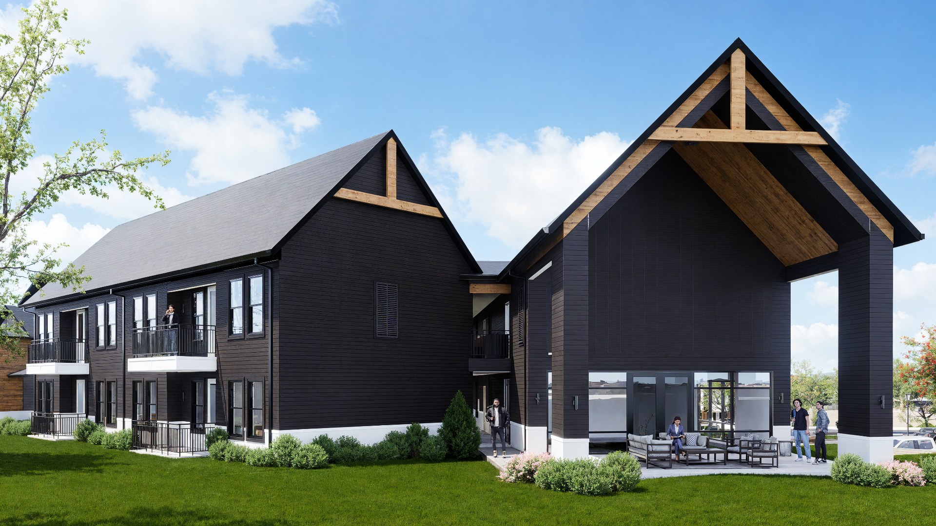 modern black apartment building exterior at chandelier in oxford ms