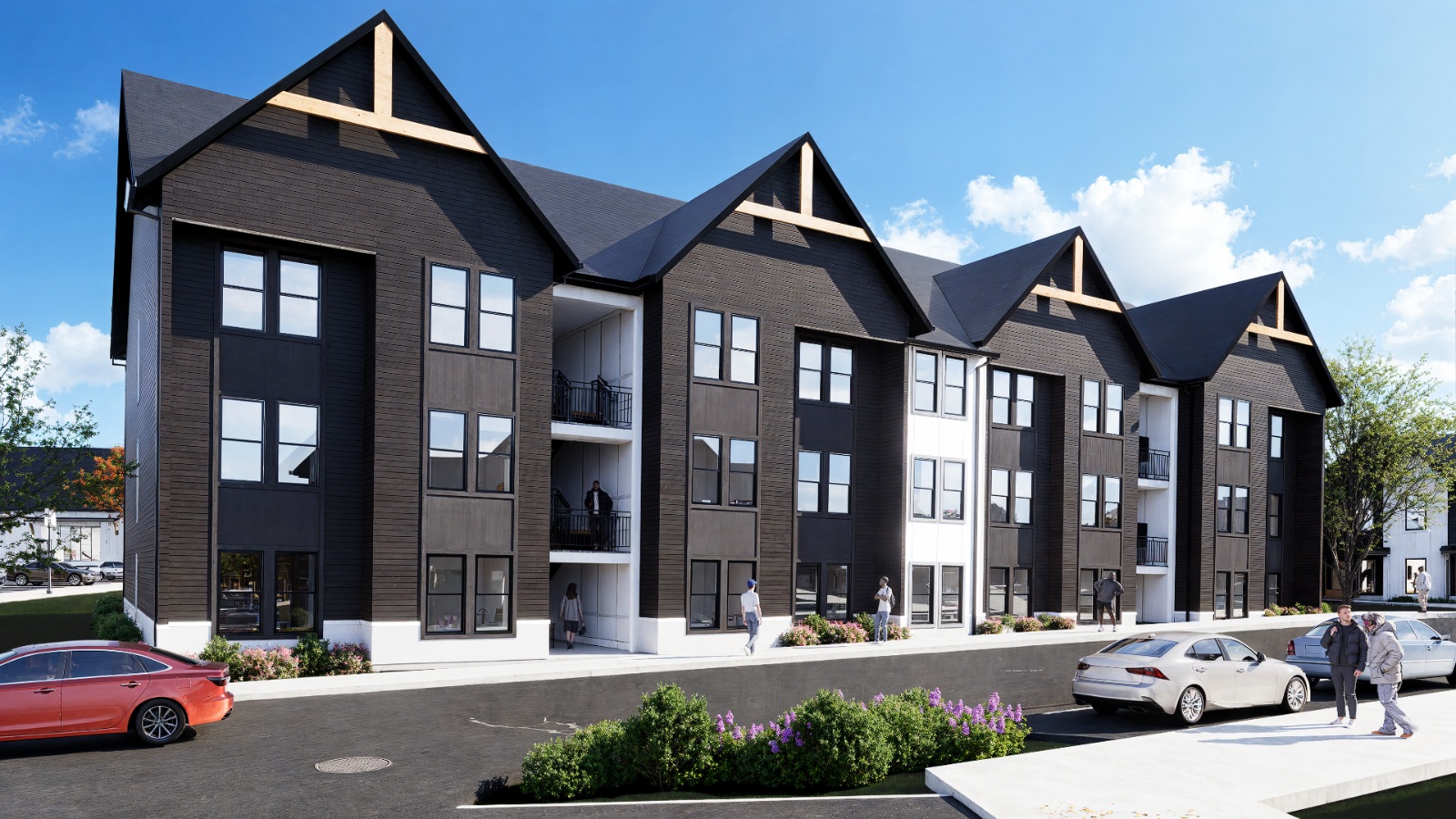 modern dark apartment building exterior at chandelier in oxford ms