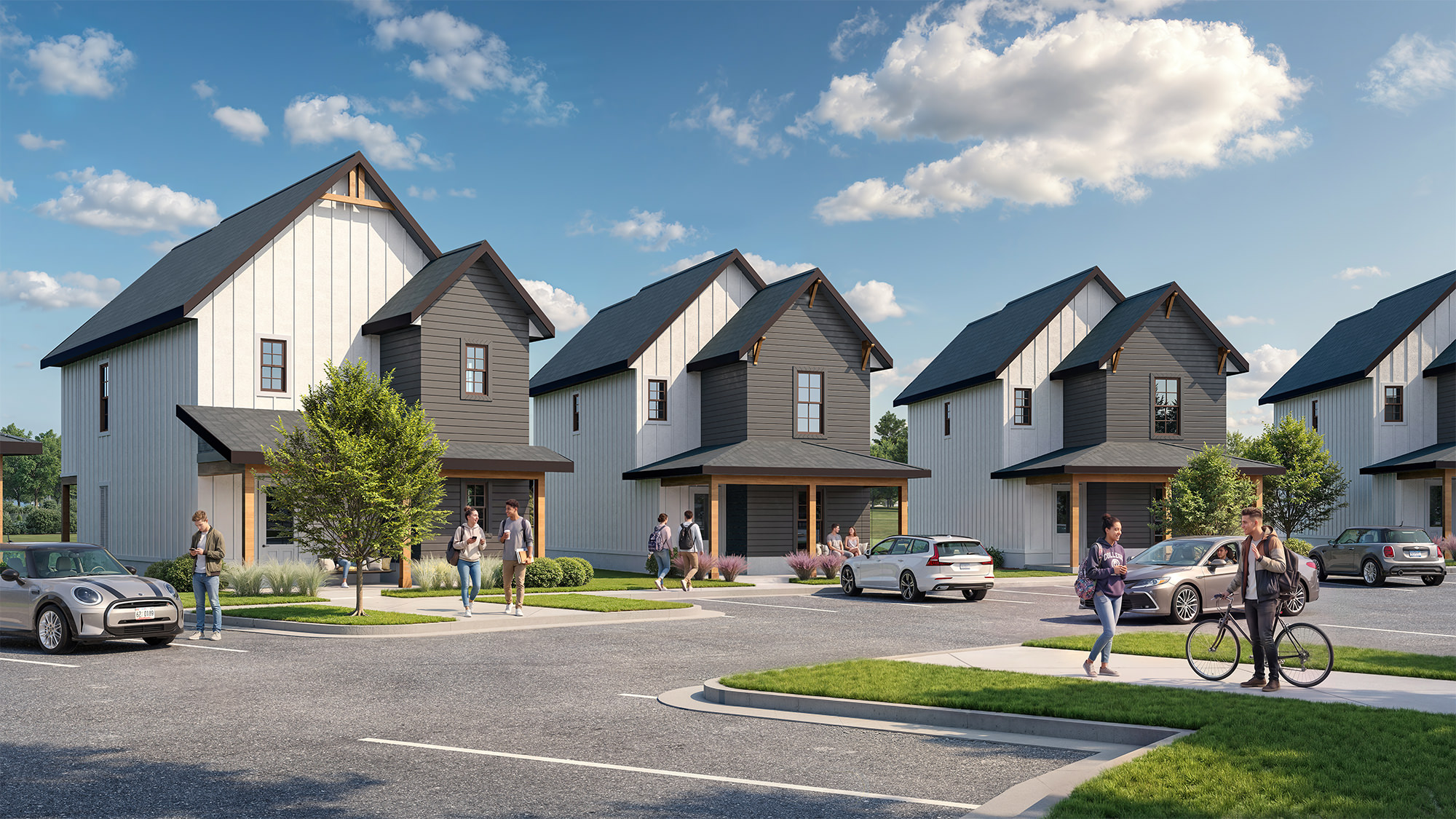Rendering of cottages and parking